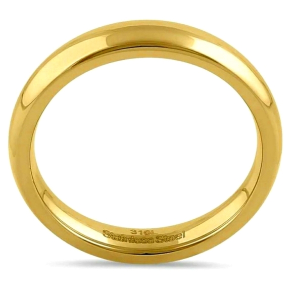 Stainless Steel 4mm Gold High Polish Band Ring - Picture 2 of 3